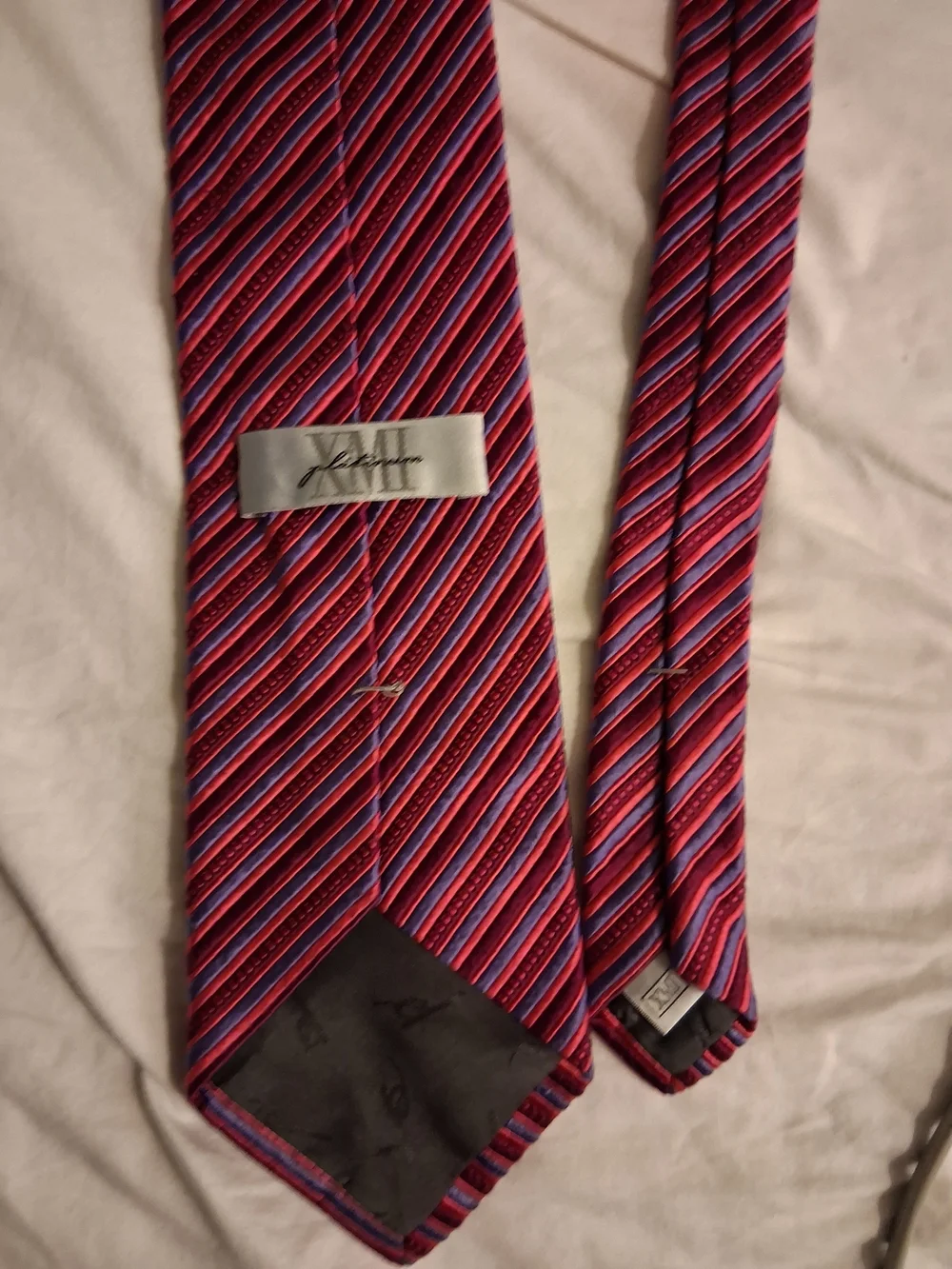Men's Red and Purple Diagonal Stripe Dress Tie